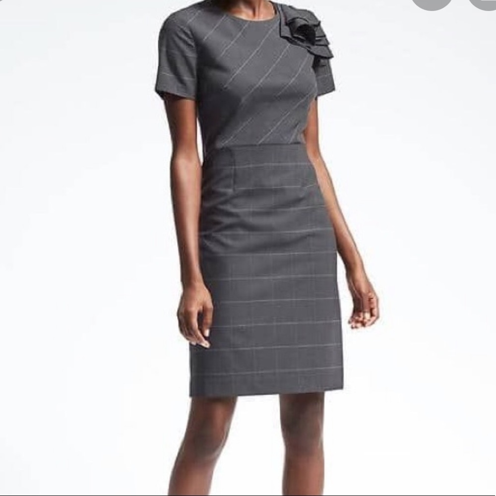 Banana Republic | Gray & Pink Plaid Work Dress